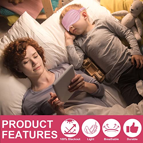 IEKEODI 2 Pack Silk Sleep Masks, Light Blocking Eye Masks, Black & Pink | Silky Soft Feel, Light Blocking Design, Gentle Elastic Fit, Breathable Comfort for Sleep, Travel and Naps - color: Black+pink
