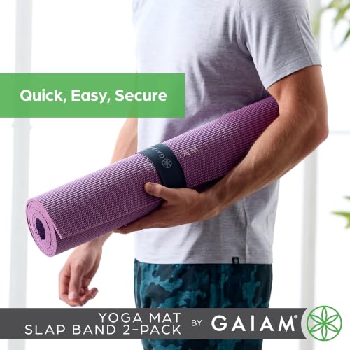Gaiam Yoga Mat Slap Band — Slap-On trap for Easy Storage & Travel — Durable Snap Band Fits Most Rolled Yoga, Pilates & Exercise Mats