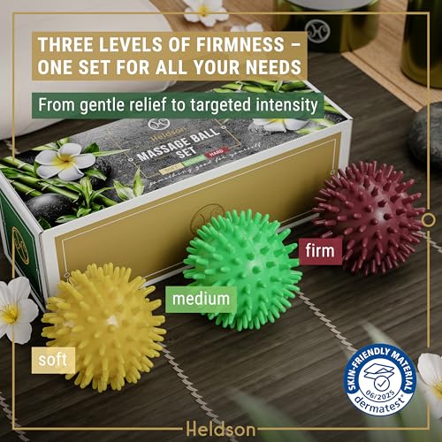 HELDSON Spiky Massage Ball Set 3 Pcs – Foot Massage Balls Soft to Hard
