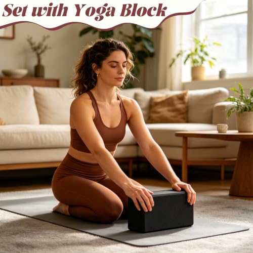 19 PCS Pilates Kit, Sand White/ Red Brown Pilates Sets with Yoga Block - color: red brown