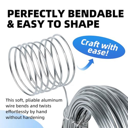 Bendable Aluminum Craft Wire - 2mm 12 Gauge (30m / 100ft) Spool, Floral Wire for Artificial Flowers, Jewelry Making Wire for Beading & Wire Wrapping - Silver - size: 12 Gauge x 100 Feet