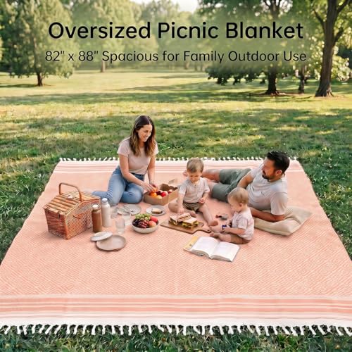 Yongoes Turkish Beach Towel Blanket Oversized 82x88 Orange Boho - color: Rustic, size: Extra Large 82"x88"（208x224cm）