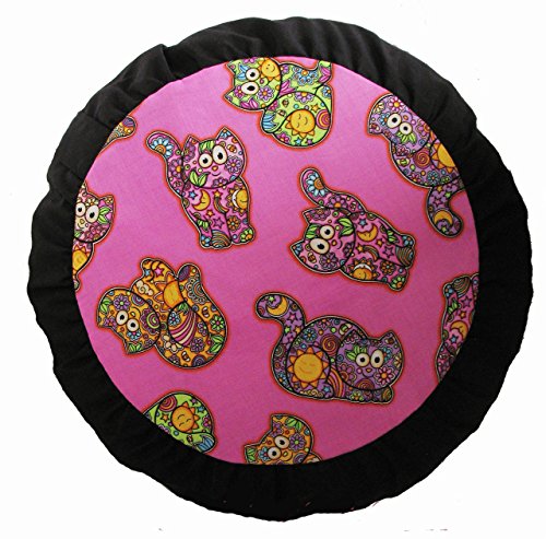 Meditation Cushion Zafu Buckwheat Pillow - Heavenly Kitties - Celestial Cats Pink - color: Celestial Cats Pink