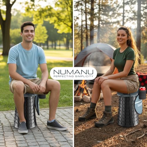 NUMANU XXL Round Collapsible Stool, 3-in-1 Cushion + Bag, 1000 lb Max Cap. - size: XXL Round (Stool & 3IN1 Carry Bag)