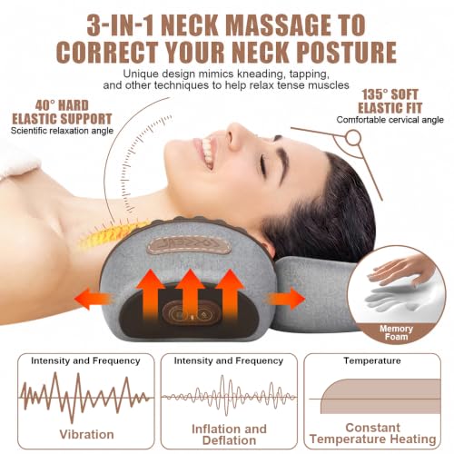 Pillow Neck Massager Hump: Fisiorest 3-in-1 Neck Massager Pillow for Neck Shoulder Pain Relief, Heated Neck Massager Pillows with Heating,Traction,Vibrating Function, Callixe Thera Pillow