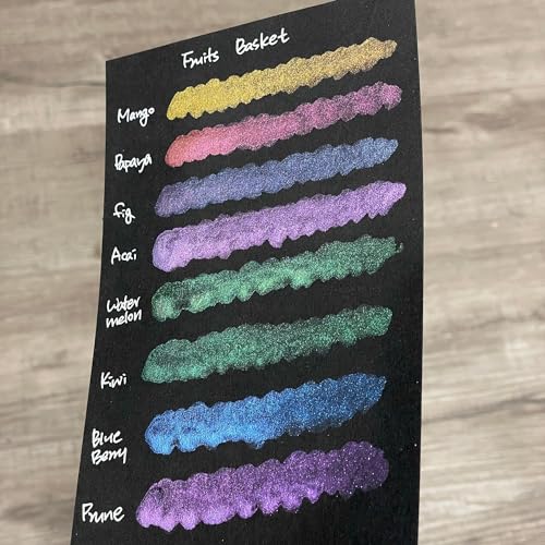 IUILE Handmade Watercolor Paints - Fruits Basket Dot Card (8 colors). Color Shift, Metallic, Shiny, Shimmer - color: Fruits Basket Dot