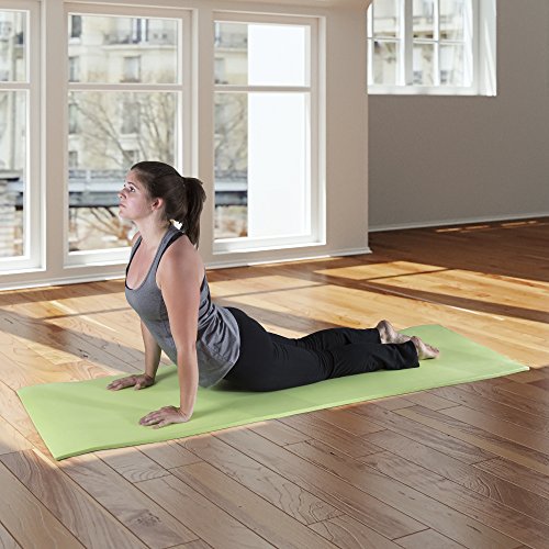 Thick Yoga Mat - Double Sided 1/2-Inch Workout Mat - 72x24-Inch Exercise Mat for Home Gym Fitness or Pilates with Carrying Strap by Wakeman - color: GREEN