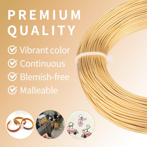 18 Gauge Aluminum Craft Wire, 164FT 1mm Bendable Metal Wire for Jewelry Making, Wreath Making, Beading(Tin Gold) - color: Tin Gold