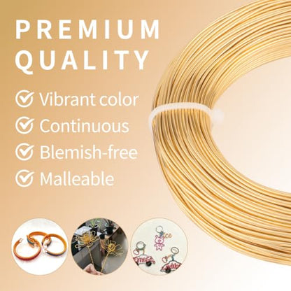 18 Gauge Aluminum Craft Wire, 164FT 1mm Bendable Metal Wire for Jewelry Making, Wreath Making, Beading(Tin Gold) - color: Tin Gold