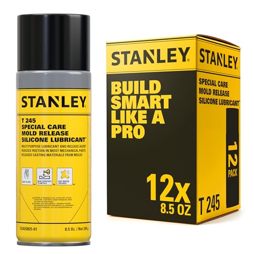STANLEY T245 Mold Release Spray - 12x8.5 oz, High-Performance Silicone Lubricant for Epoxy Resin, Plastics, Withstands Extreme Temperatures, Moisture Repellent, Corrosion Protection - 12 Pack - size: 12 Pack