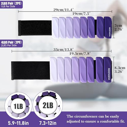 Ankle Wrist Weights for Women 2lbs/4lbs Pairs Adjustable Silicone Weights - color: Gradient Purple, size: 4 lbs Pair (2 lb Each)