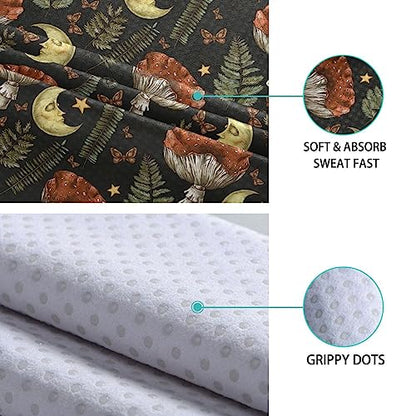 Yoga Mat Towel Retro Mushroom Moon, 73" x 27" - color: Retro Mushroom Moon
