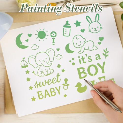 Animal Stencils for Crafts Reusable 20Pcs Stencils(7X3.9 Inch) | DIY Art Painting Stencil Furniture Decor Kit for Wood Embroidery Wall Silk Screen Journaling - color: Animal 1