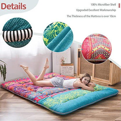 MAXYOYO Japanese Floor Mattress 4" Thick King Size Foldable Futon Mattress - color: Bohemian B, size: King