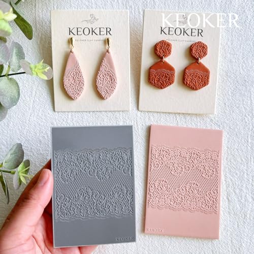 KEOKER Lace Polymer Clay Texture Sheets - Works with Clay Cutter, Same as Texture Roller for Polymer Clay (C) - color: C