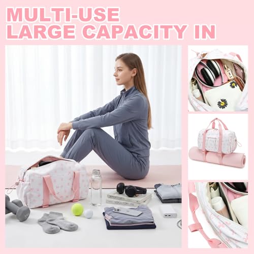 LEDAOU Small Gym Bag for Women - color: Pink Bow, size: Mini-14"
