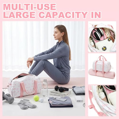 LEDAOU Small Gym Bag for Women - color: Pink Bow, size: Mini-14"