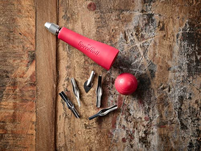 Speedball Block Printing Tool Set (4-Piece) - Includes Linocut Carving Tool, Roller Brayer, Printmaking Baren, and Bench Hook - Made in USA