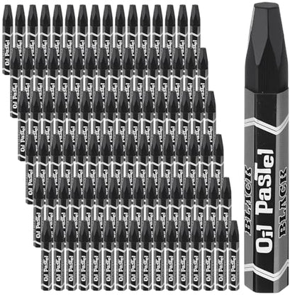 96 Pcs Black Soft Oil Pastels Bulk Artists Black Oil Crayons Single Color Hexagonal Creamy Pastel for Artists Beginners Painting Drawing Relaxing Blending Graffiti Gallery - color: Black