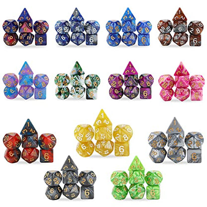 Polyhedral Dice Set- 25 X 7 (175 Pieces) DND Dice with Storage Pouch - color: 25sets-2