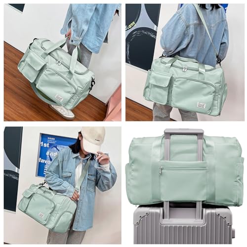Suruid Gym Bag with Shoe Compartment, Sports Duffle Bag for Women, LGreen - color: Light Green