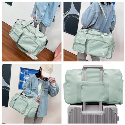 Suruid Gym Bag with Shoe Compartment, Sports Duffle Bag for Women, LGreen - color: Light Green