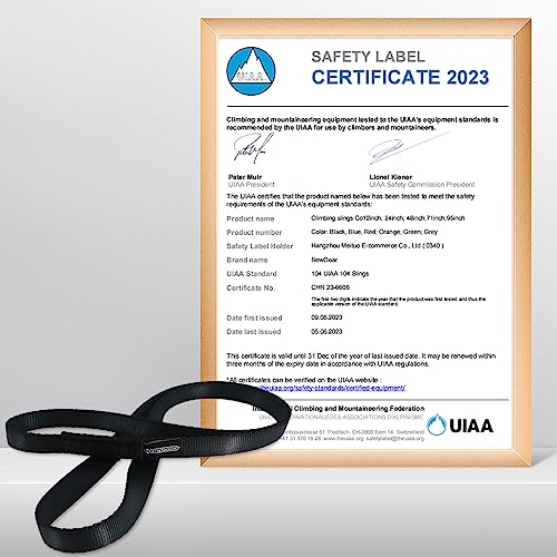 NewDoar 16mm Climbing Sling UIAA CE Certified,23KN EN566 Certified,Climbing Utility Cord Rock Climbing,Creating Anchors System,Rappelling Gear,Perfect for Tree Work - color: Black, size: 95"/240cm/1pcs