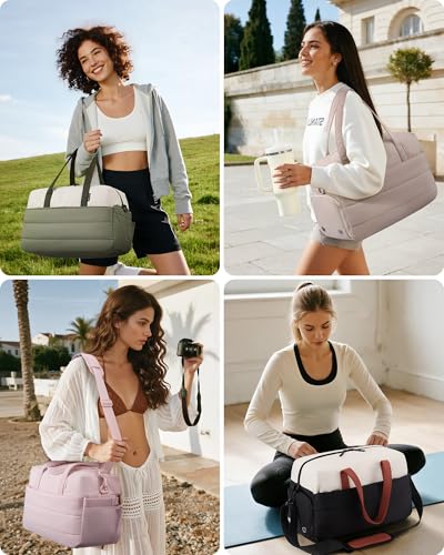 LOVEVOOK Small Gym Bag for Women with Tumbler Holder & Shoe Compartment - color: Grey, size: Small-17"