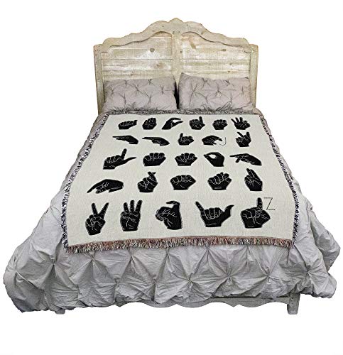Pure Country Weavers Sign Language Alphabet Blanket by Emma Scarvey - Gift Tapestry Throw Woven from Cotton - Made in The USA (72x54) - color: Sign Language