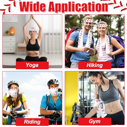 Lonfliness 18Pcs Baseball Cooling Towels 38x12 Inch Breathable Chilly Softball Baseball Microfiber Ice Towel Fast Drying Sport Team Gift for Player Coach Gym Workout Biking Running Yoga (Baseball) - color: White