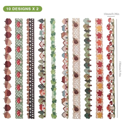 20Pcs Vintage Stickers,Aesthetic Long Strip Paper Border Decorative Sticker for Adult Card Making Letters Planner Scrapbooking Journaling Junk Journal Water Bottles Art Craft,Fabric Forest - color: Fabric Forest
