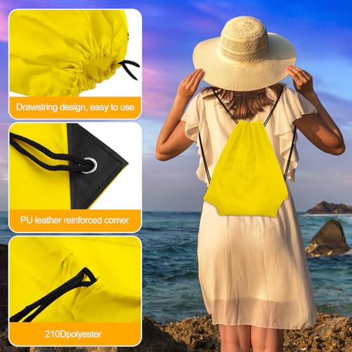 KUUQA 12 Pcs Drawstring Backpack Bags Bulk Yellow - color: Yellow