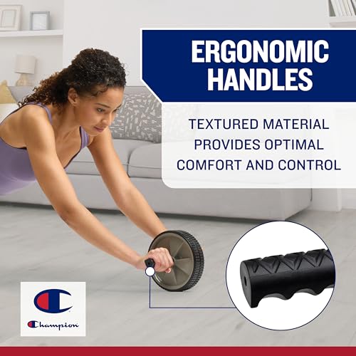 Champion Ab Roller Wheel, Dual Non-Skid Wheels (Grey/Black) | EVA Foam | Lightweight | Balance, Alignment & Flexibility