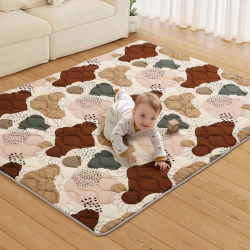 Blissful Diary Baby Play Mats for Floor, 71x59 Inch Extra Thicker & Large Soft Cushioning Foam Playmats for Babies and Toddlers, Foldable Washable Baby Crawling Mat for Playpen, Boho Design - color: Boho, size: 71" X 59"
