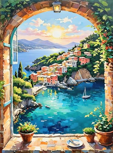 ZRIZQ Landscape Paint by Numbers Kit for Adults Beginner,Scenery,16x20 | Full set with wooden brushes,rolled canvas,rich paints.Calming activity.Beginner friendly.Just open and paint. - color: 16"X20"Rolled Canvas(Frameless)-Landscape 13