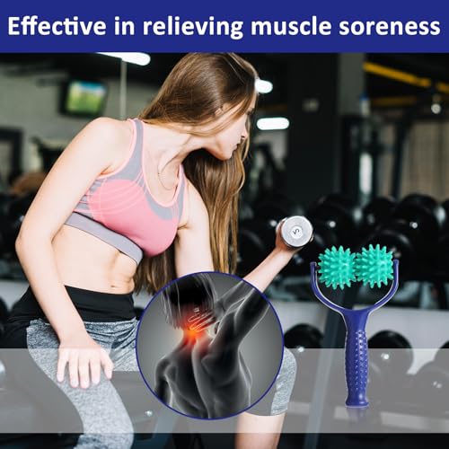 Spiky Massage Balls Rollers with Dual Ball Design, Manual Massage Stick - color: Green