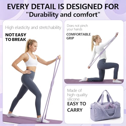 Figure 8 Resistance Band, Figure 8 Resistance Bands for Women Men,Resistance Band Figure for Working Out, Non-Slip Handles, Home Gym, Yoga & Physical Therapy - color: 15 LBS Purple