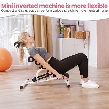 Mini Inversions Tables with Adjustable Back Support, Portable Inversion Table, Lumbar Decompression Table, Heavy-Duty Steel Frame Yoga Stool, Compact Foldable Back Stretcher, 350lbs Capacity A