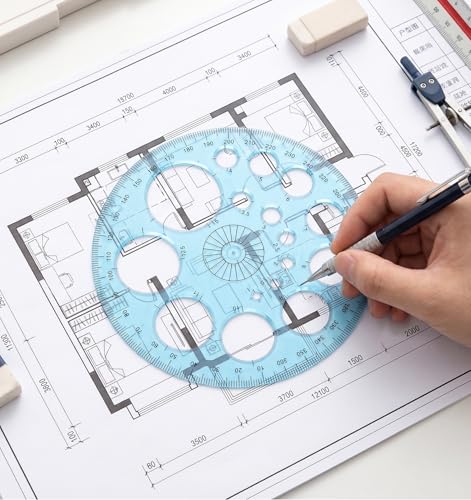 2Pcs Circle Stencils, Circle Template for Drawing Multi-Function Geometric | for School, Office, Drafting, Design Supplies