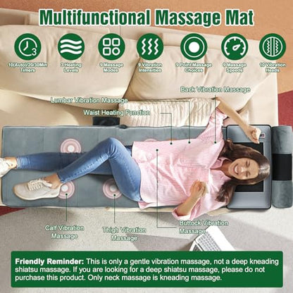Full Body Massage Mat with Heat, Detachable Neck Massager Foot Massager - size: 76.38x20.47x5.9in