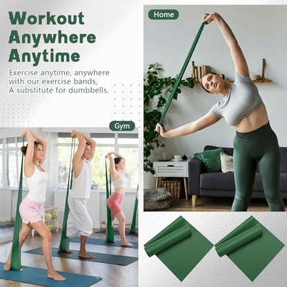 Shappy 10 Pack Resistance Bands, 5.4ft Long Exercise Band Bulk, Non-Latex Elastic Stretch Bands for Physical Therapy, Stretching, Rehab, Yoga, Pilates, Gym, Home Exercise - size: 36 lbs