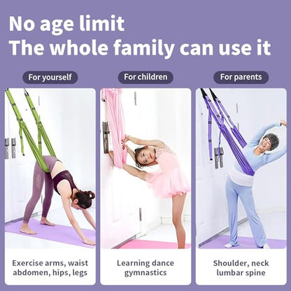 Leg Stretcher Strap Adjustable Fitness Strap Band for Waist Trainer Stretching Door Swing Flexibility Tensile Trainer with Carrying Pouch Back Bend Go Upside-Down for Yoga Practitioner Ballet Dancer Gymnastics Exercises - color: Green