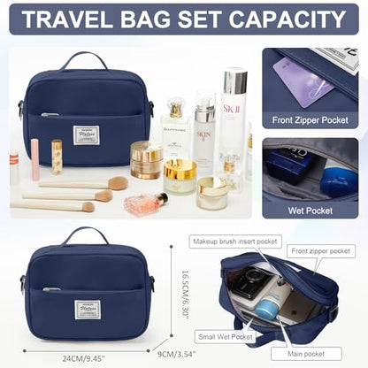 Gym Bag Womens with Shoes Compartment Travel Duffel Bag Dark Blue - color: B4-Dark Blue+Toiletry Bag