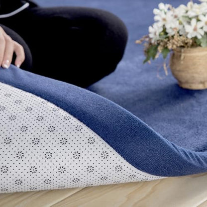 V-mix Handmade Weaving Plush Foam Play Mat for Baby, Toddler, Children - Yoga & Exercise Mat, Cushy-Soft & Thick Hypoallergenic, Non-Toxic, Reversible - color: Deep Blue, size: 4'11" x 6'7" (Rectangular)