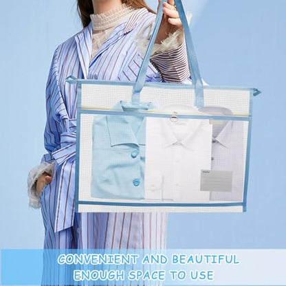 3 Pcs A3 Project Bags for Quilting Craft - Clear Mesh Sewing Bag With Zipper Handles & Pockets for Artworks, Charts and Teaching Material - color: light blue, light pink and light purple