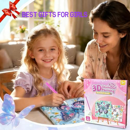 Butterfly Diamond Art Kits for Adults, Framed Canvas with Wooden Stand | Diamond Painting for Beginners, Birthday Present for Women, Girls, Butterfly Diamond Painting with Frame
