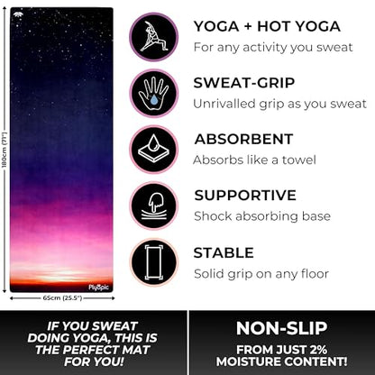 Plyopic All In One Yoga Mat | Luxury Sweat-Grip Mat/Towel Combo | Ideal for Yoga, Hot Yoga, Bikram, Pilates, Workout & Exercise | Eco-Friendly Natural Rubber - color: Strato
