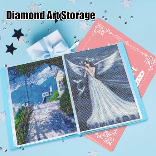 2 Pack A3 Storage Book for Diamond Painting | Handheld Diamond Art Portfolio Folder with 30 Pocket, Diamond Art Storage Book for 12”x16” Diamond Painting Photo Picture