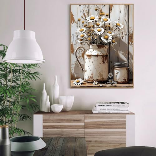 VIGEGU Retro Flower Paint by Numbers Kit for Adults Beginner with Framed | Easy Adult Paint by Number Kits on Canvas DIY Painting for Beginners Art by Numbers for Home Wall Decor 10x12 Inch - color: Paint by Numbers kit for Adults-1124-4
