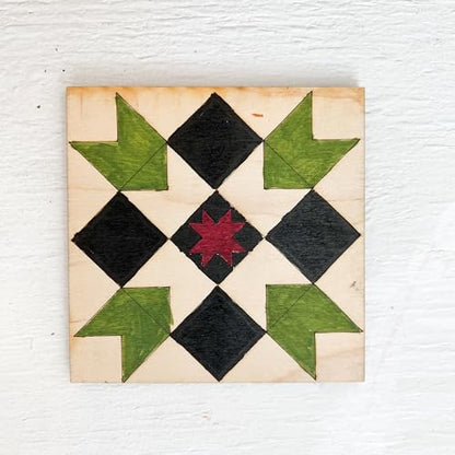Barn Quilt DIY Kit | Unfinished Wood Quilt Block Painting Sign | Pre Drawn Paintable Wooden Country Wall Art (12 inches, Patchwork Star) - size: 12 inches